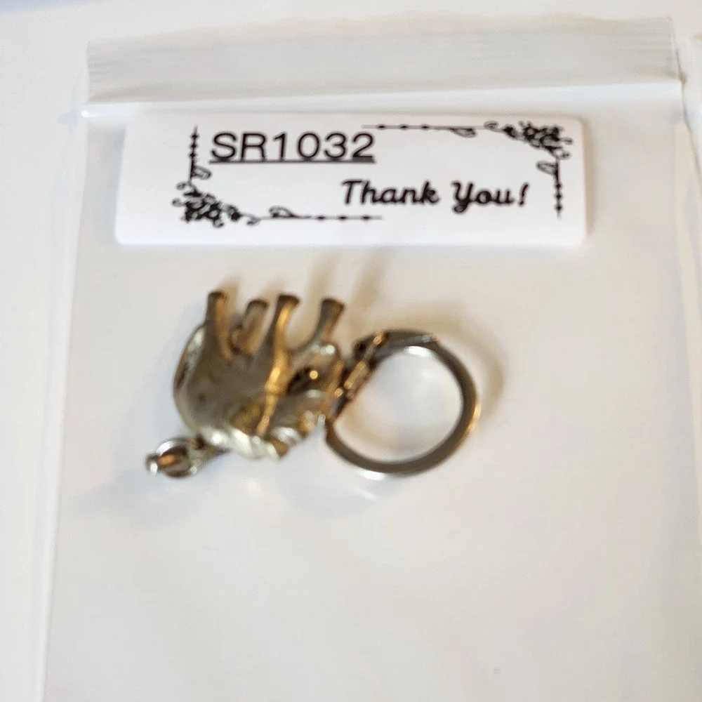 Vintage Gold Tone Elephant Keychain Lucky Animal Charm Key Ring Boho Bag Gift